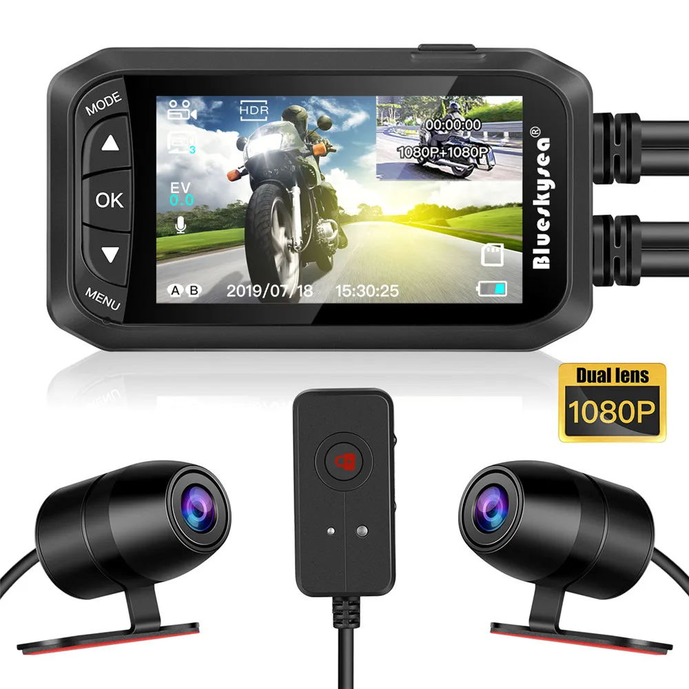 Blueskysea DV128 мотоцикл GPS камера Full HD видеорегистратор 1080P двойной DVR 2 7 &quotЖК