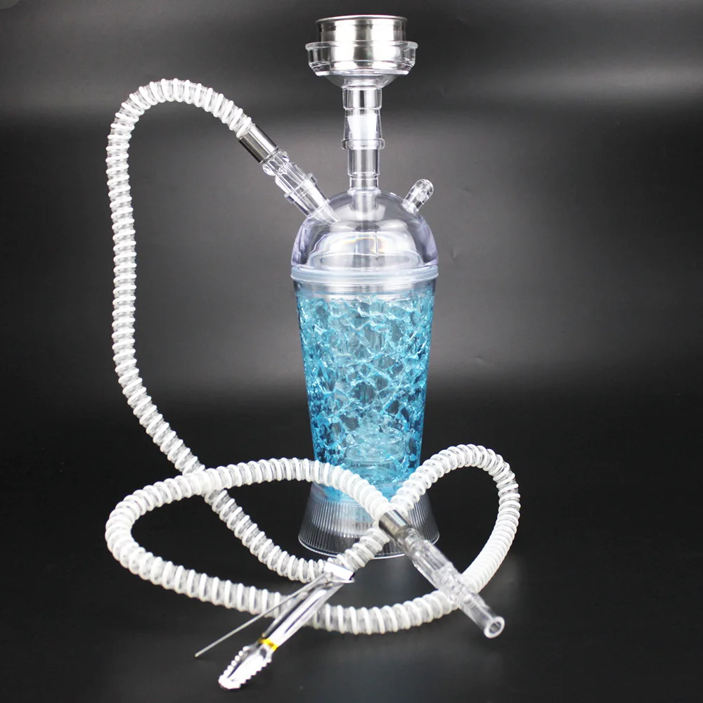 

Portable Car Hookah Cup Transparent Acrylic Small Hookah Vase Shisha Set With LED Light Hookahs Smoke Accessories 32.5*9.5cm