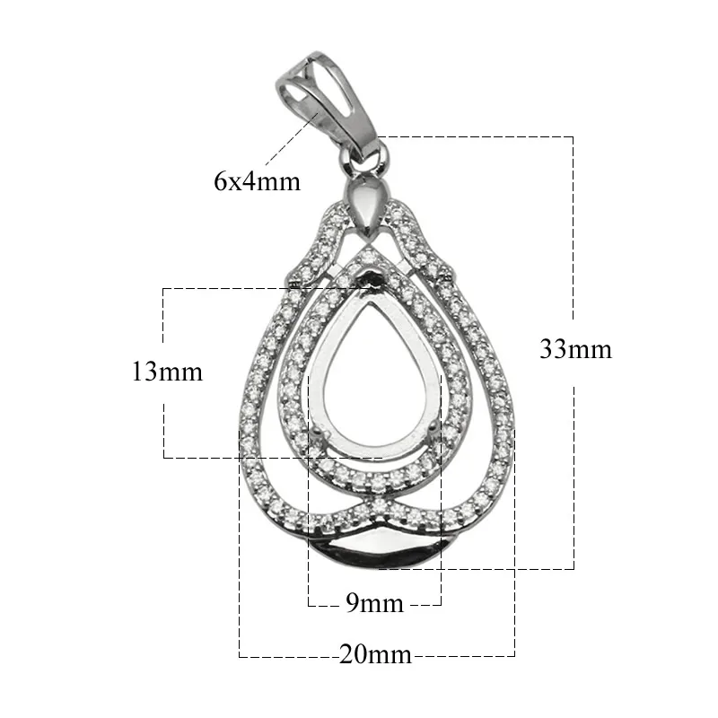 Beadsnice ювелирные изделия установка стерлингового серебра кулон полу крепление для женщин изготовление ожерелий с подвесками ID 34053 - Цвет камня: color
