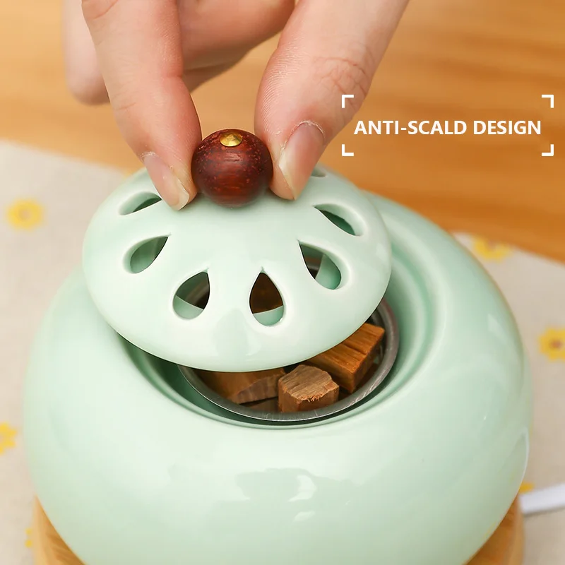 220V Timer Thermostat Electric Essential Oil Burner Sandalwood/Powder/Pills Aroma Diffuser for Yoga Meditation Home Decor | Дом и сад