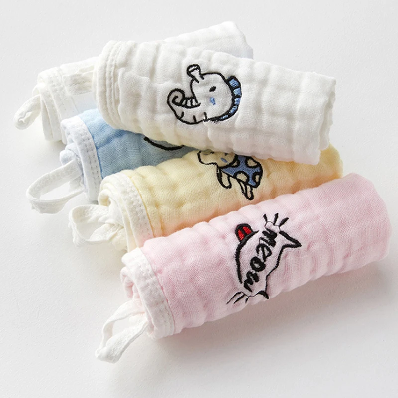 

5pcs Saliva Towel Infant Small Square Newborn Cotton Baby Cute Cartoon Towel Breathable Soft Handkerchief Baby Caring Supply