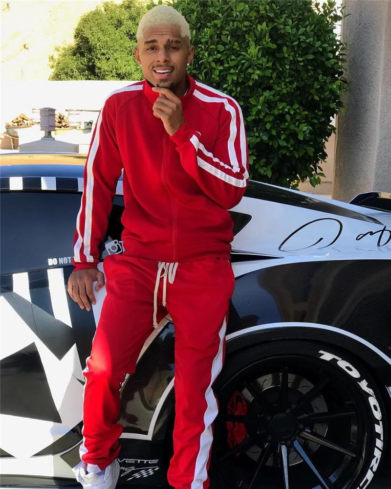 

2021 Spring And Autumn Casual Fashion Men's Two-piece Striped Sportswear Men's Hooded Jacket Outdoor Track Suit Sportswear Suit