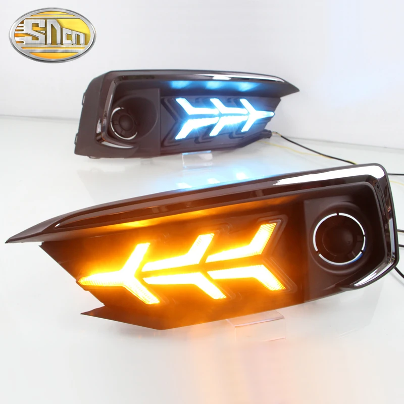DRL для Honda Civic 2019 светодиодный дневные ходовые огни с стримером Поворотная