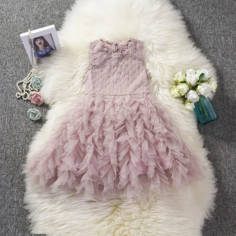 

Baby Girls Princess Lace Party Dress Baby Fluffy Girl Dresses Toddler Girls Sleeveless Wedding Pageant Clothes
