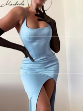 Macheda – robe de soirée en satin pour femmes, tenue de fête, tendance, Slim, doux, couleur unie, collection printemps 2022  (4)