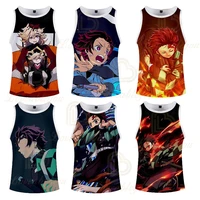 anime demon slayer 3d print harajuku vest summer unisex sleeveless shirts women casual tank tops men streetwear clothing