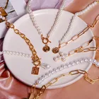 BFH 2021 модное большое винтажное ожерелье для женщин жемчужное поворотное Золотое толстое колье с замком цепочка ожерелье ювелирные изделия для вечеринок оптовая продажа