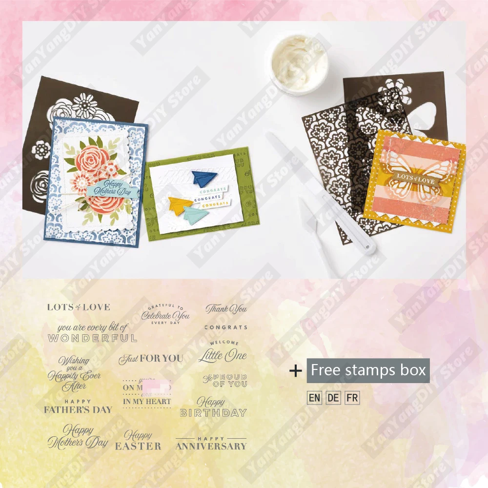 

Blessing Letter Clear Stamps No Cutting Dies For Diy Dies Scrapbooking Embossed Paper Card Photo Album Decoration Stamps