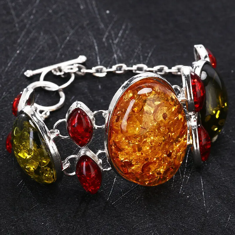 Женский модный янтарь браслет с кристаллами женские ювелирные изделия фестиваль