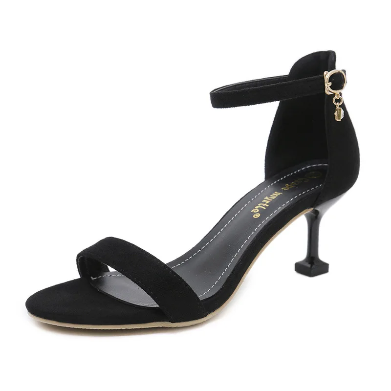 

Shallow Mouth Female Sandal 2021 Women's Ladies Shoes Summer All-Match Open Toe Buckle Strap High Heels Girls New Comfort Peep B