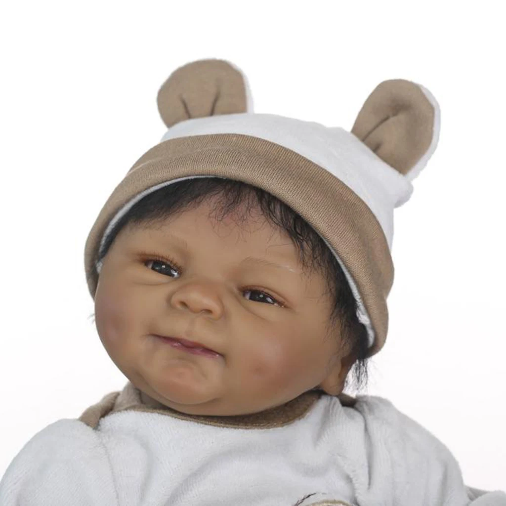 

Real Touch Silicone 18" Reborn African American Baby Unisex Doll Black Skin
