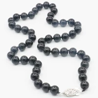 8mm round black agates onyx necklace beads neckwear natural stone fish buckle 18inch hand made neutral diy jewelry making design