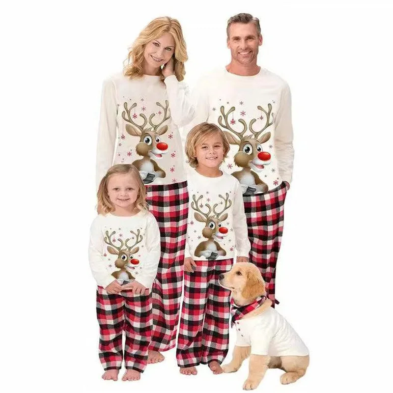 

Christmas Pajamas Plaid Family Matching Outfits Xmas Father Mother Children & Baby Sleepwear Deer Mommy and Me Pj's Clothes