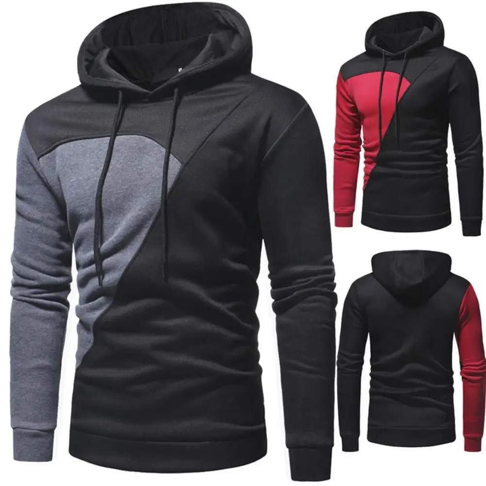 

Men Winter Casual Fit Slim Color Matching Hooded Hoodie Gyms Sports Pullover
