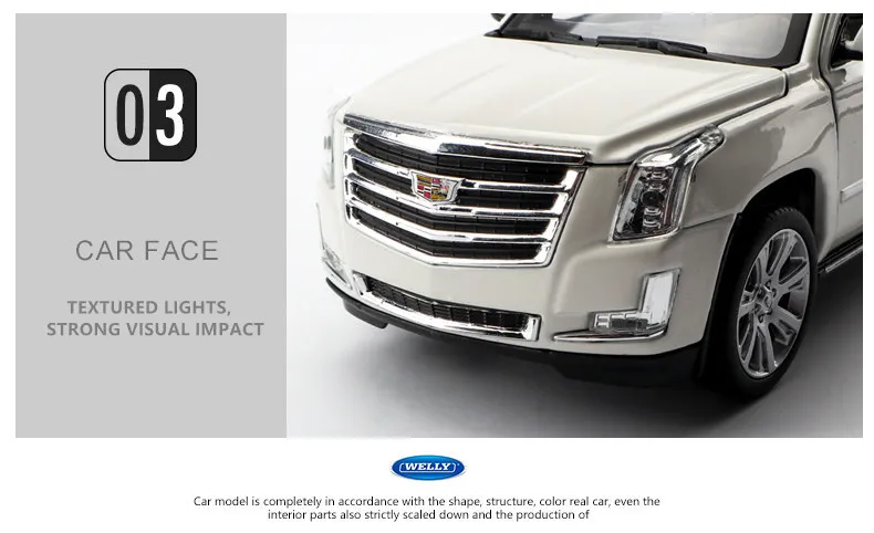 Welly 1:24 Cadillac Escalade модель автомобиля из сплава моделирование автомобиля украшение коллекция Подарочная игрушка Литье под давлением модель игрушка для мальчиков