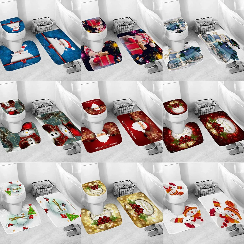 3 шт. нескользящий коврик для ванной комнаты с Рождеством Водонепроницаемый