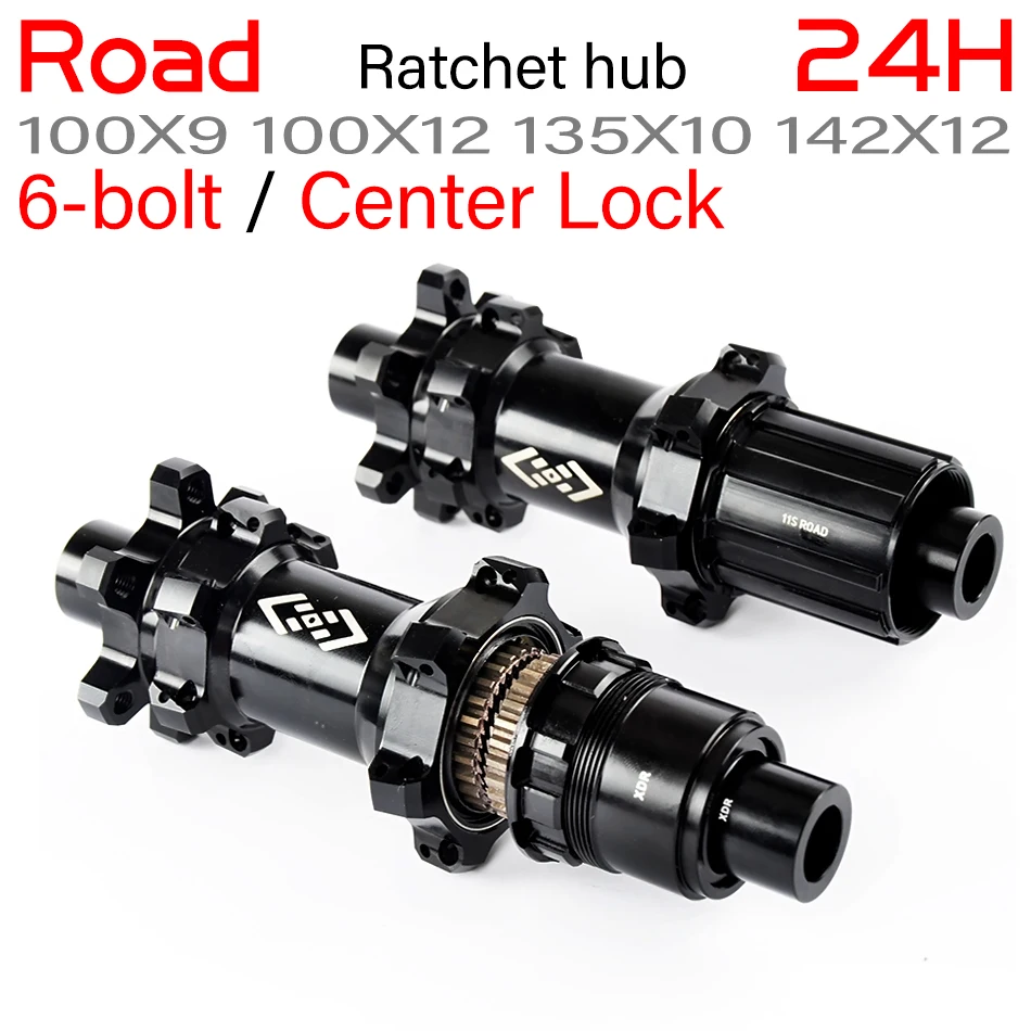 

Road bike hub 24 hole Thru Axle/quick release HG/XDR 135*10 142*12 36T/60T ratchet system 6-bolt/Center Lock disc brake hub