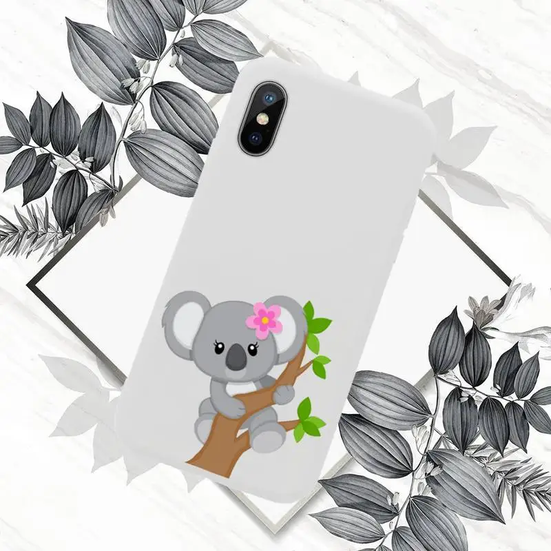 

cute koala bear Animal cartoon Phone Case Candy Color for iPhone 6 7 8 11 12 s mini pro X XS XR MAX Plus