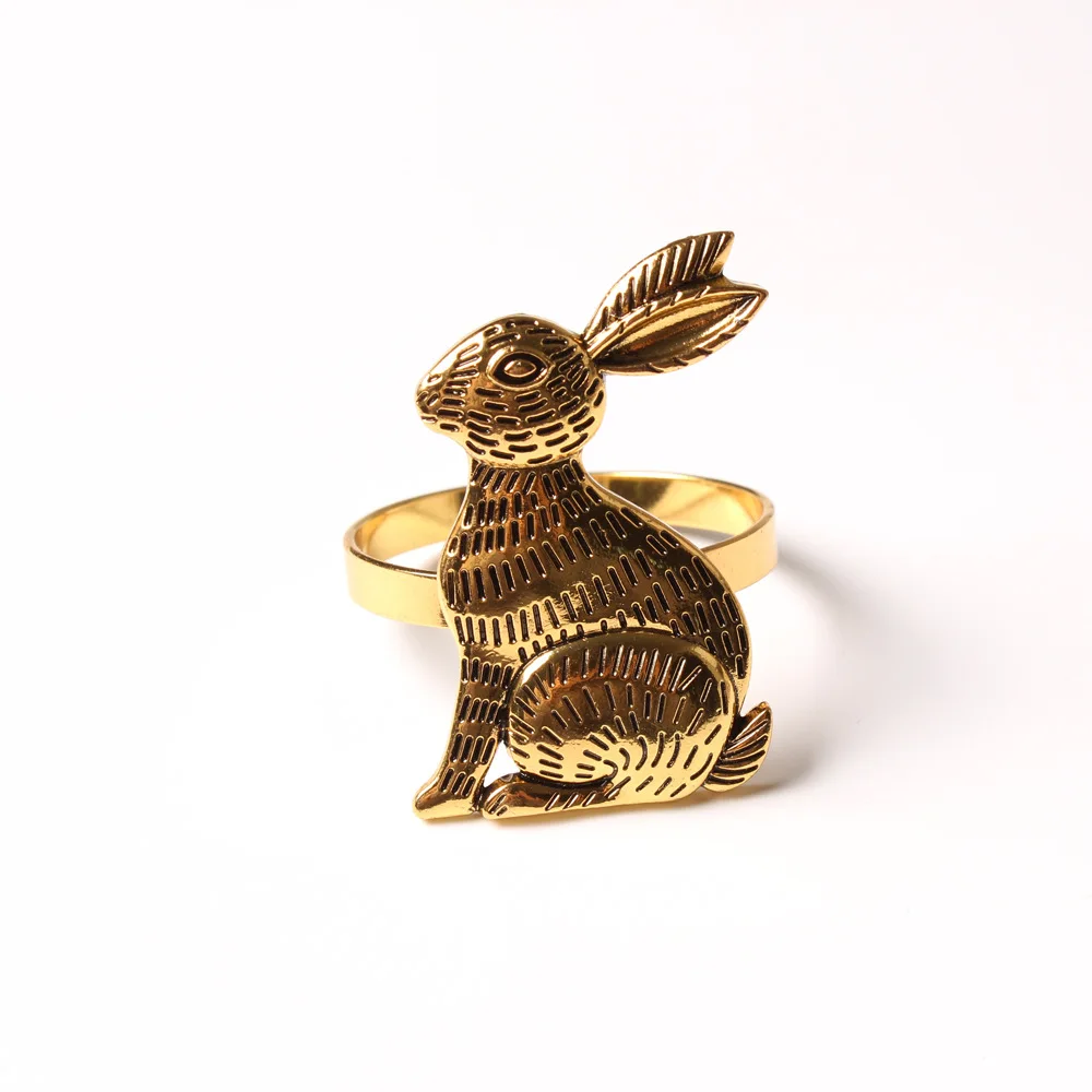 

1pcs Spring Easter Rabbit Napkin Rings Rustic Exquisite Stainless Steel Napkin Buckle For Weddings Parties Table Decoration