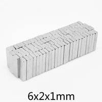 5010020050010002000pcs 6x2x1mm thin block rare earth neodymium magnet 6x2x1 powerful strong magnetic magnet strong 621