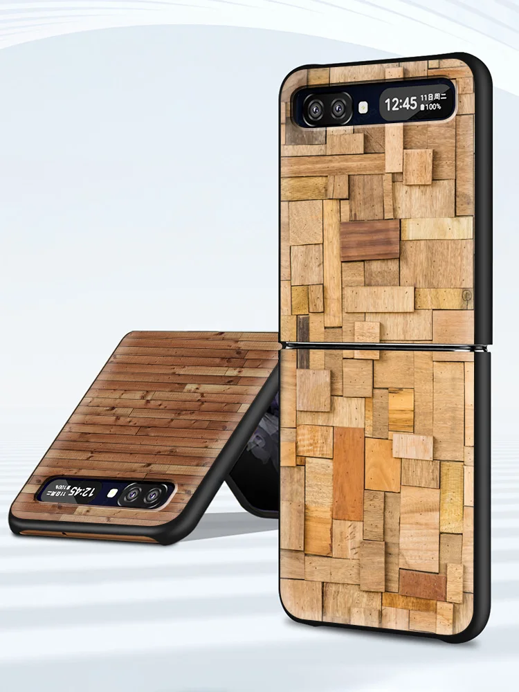 

Wood Grain Phone Cover For Samsung Galaxy Z Flip Case Slim Hard PC Phone Cases For Galaxy Z Flip 5G Luxury Shell