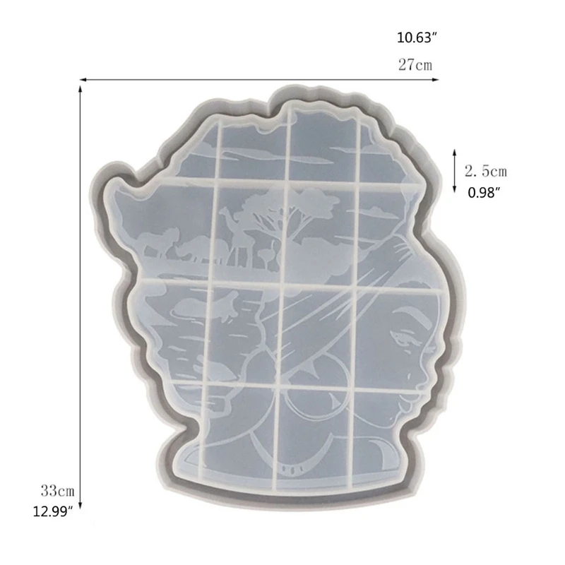 

African Goddess Tray Crystal Epoxy Resin Mold Serving Plate Coaster Silicone Mould DIY Handmade Crafts Home Decoration Casting T