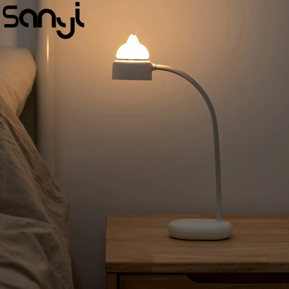 Sanyi светодиодный настольный светильник мягкий свет Защита глаз силиконовая настольная лампа кота новинка Usb