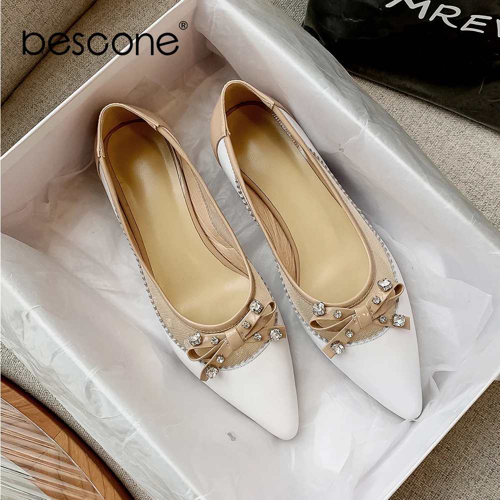 Новая модная женская обувь BESCONE на плоской подошве с фантастическим бантом