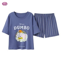 disney summer cotton pajamas womens short sleeve shorts kawaii dumbo letter print cute cartoon home suit pajama sets women