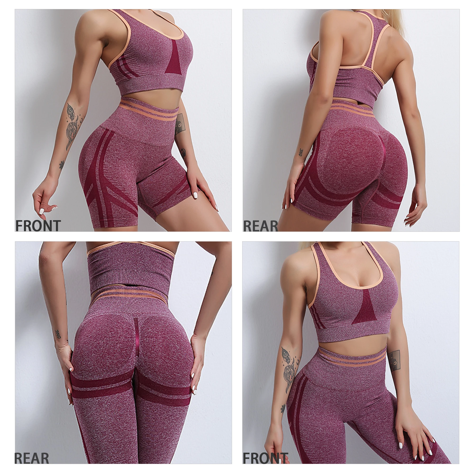 Seamless Women Yoga Set High Waist Yoga Pants Gym Clothing Women Sportswear Sport Shorts Sports Bra Workout Sports Set Gym set