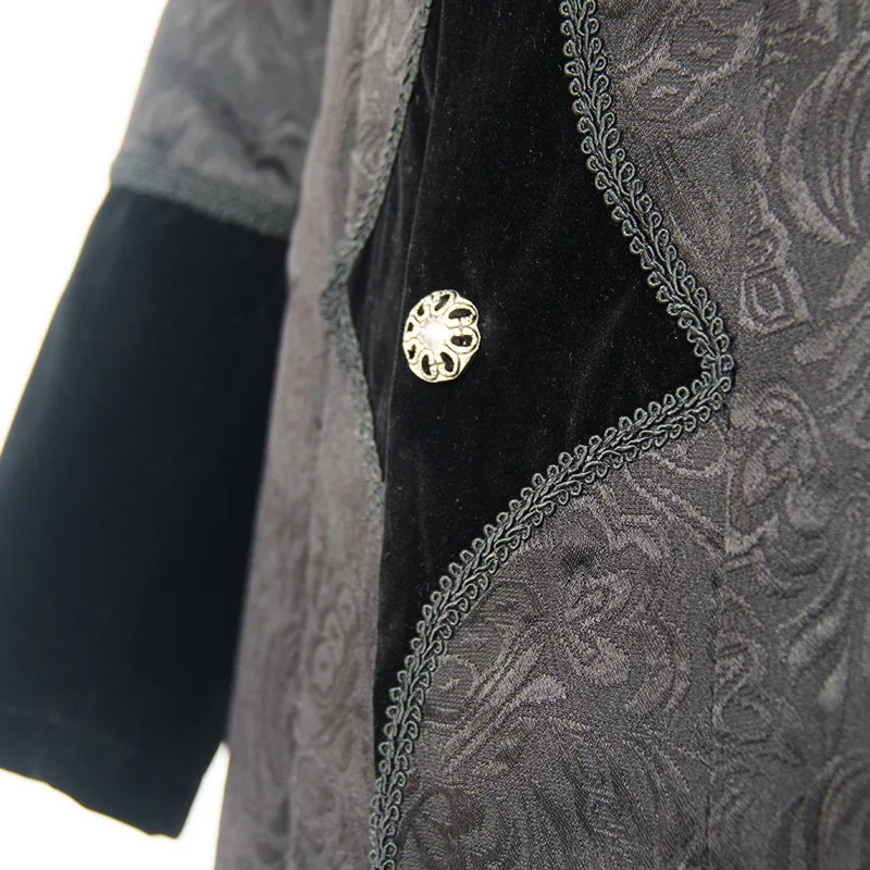 Мужская куртка в стиле стимпанк длинная винтажная жаккардовая ветровка