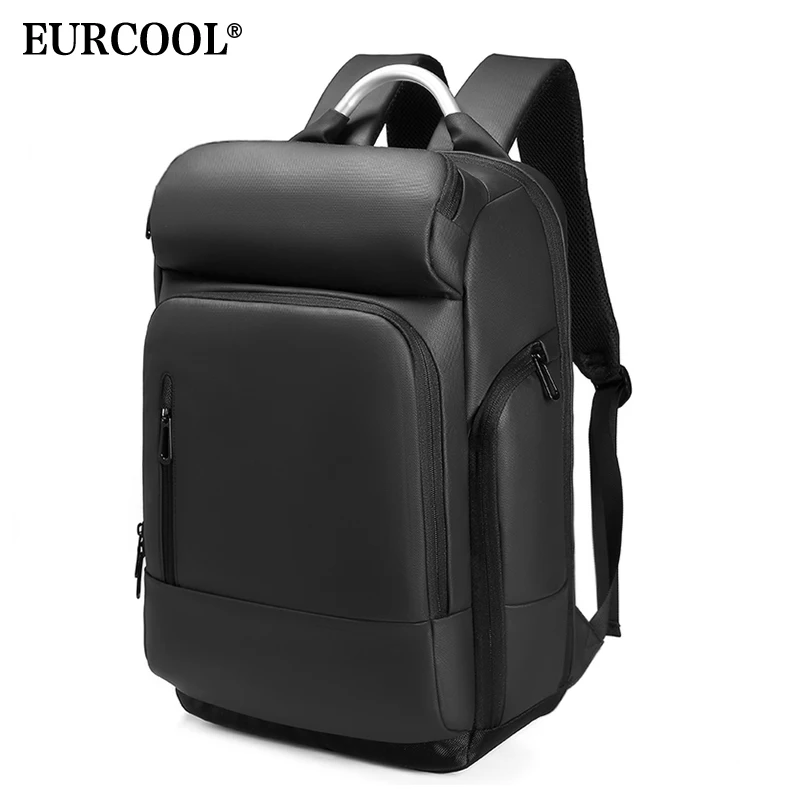 EURCOOL, 15,6 дюймов, рюкзак для ноутбука, черный, деловой, мужской, Mochila, usb зарядка, функциональный, рюкзак, водонепроницаемый, для путешествий, мужской, n1877