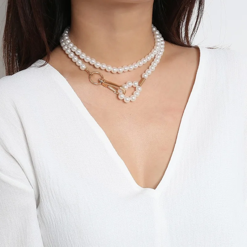 Винтажное роскошное колье-чокер с имитацией жемчуга и бусинами для женщин