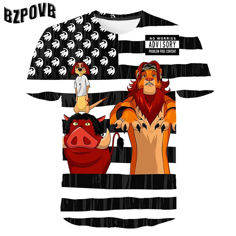 Футболка для мальчиков и девочек с аниме принтом 3D мультяшный костюм короля льва