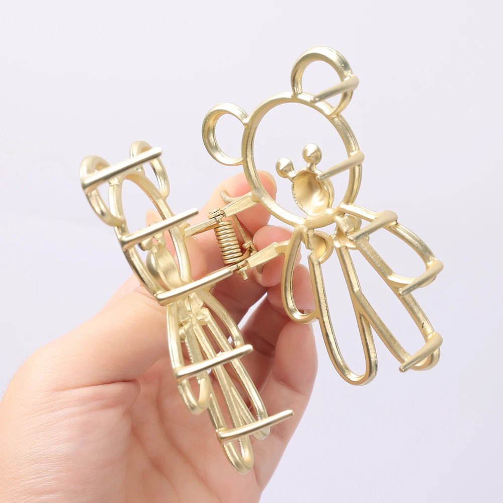 2021 металлический медведь полые заколки для волос Элегантный держатель конского