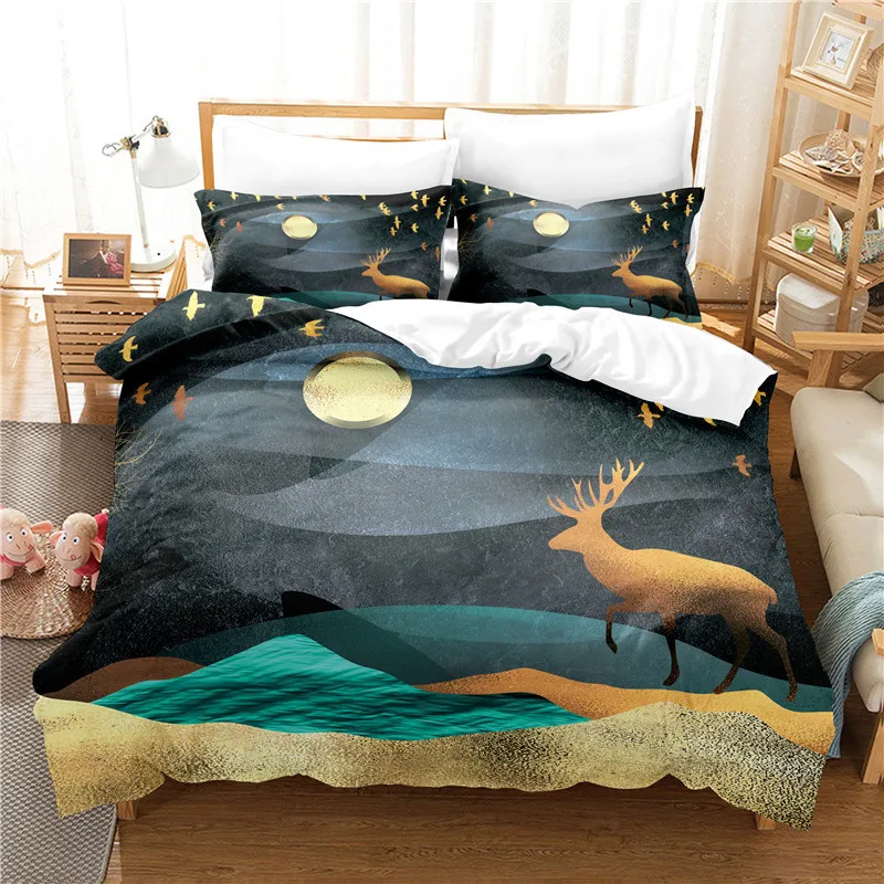 

Running Elk Bedding Set Duvet Cover Set 3d Bedding Digital Printing Bed Linen Queen Size Bedding Set Fashion Design