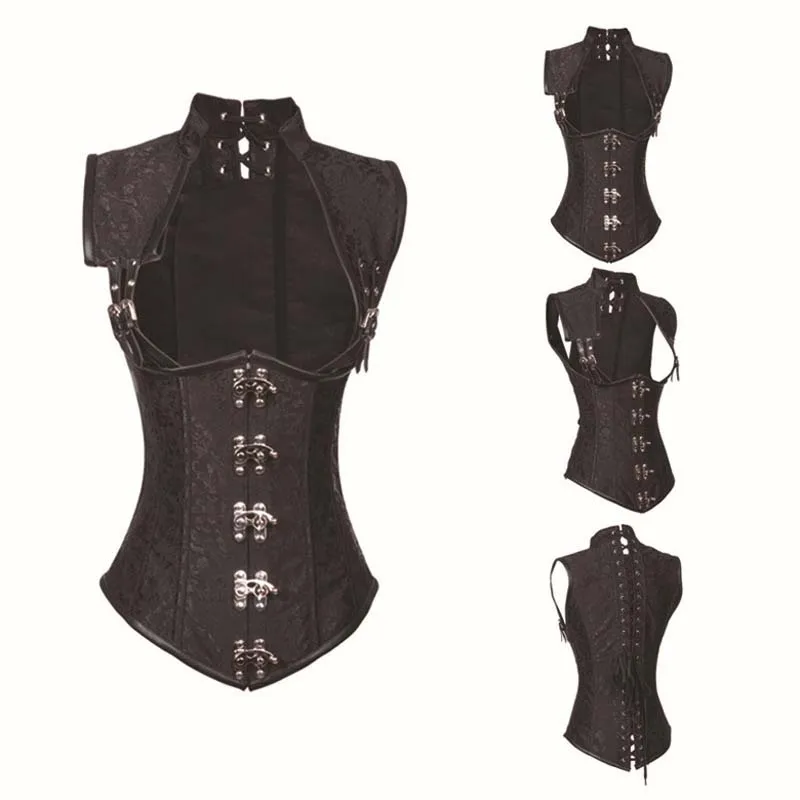 

Steampunk Palace Tights Europe America Vintage Steel Bone Metal Buckle Abdomen Shapewear Sexy Jacquard Corset PK143