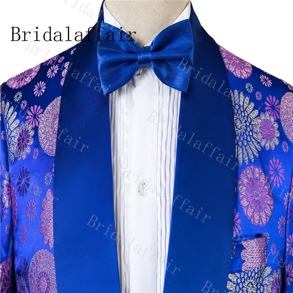 Bridalaffair Shinny, зимний Королевский смокинг, мужской костюм жениха, мужской костюм для шафера, Блейзер, комплекты(куртка+ брюки+ жилет