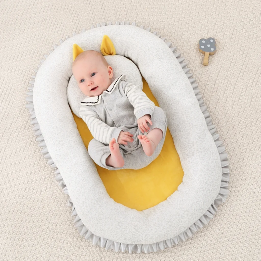 

Baby Nest Bed with Pillow Portable Crib Travel Bed Infant Toddler Cotton Cradle for Newborn Baby Bed Bassinet Bumper
