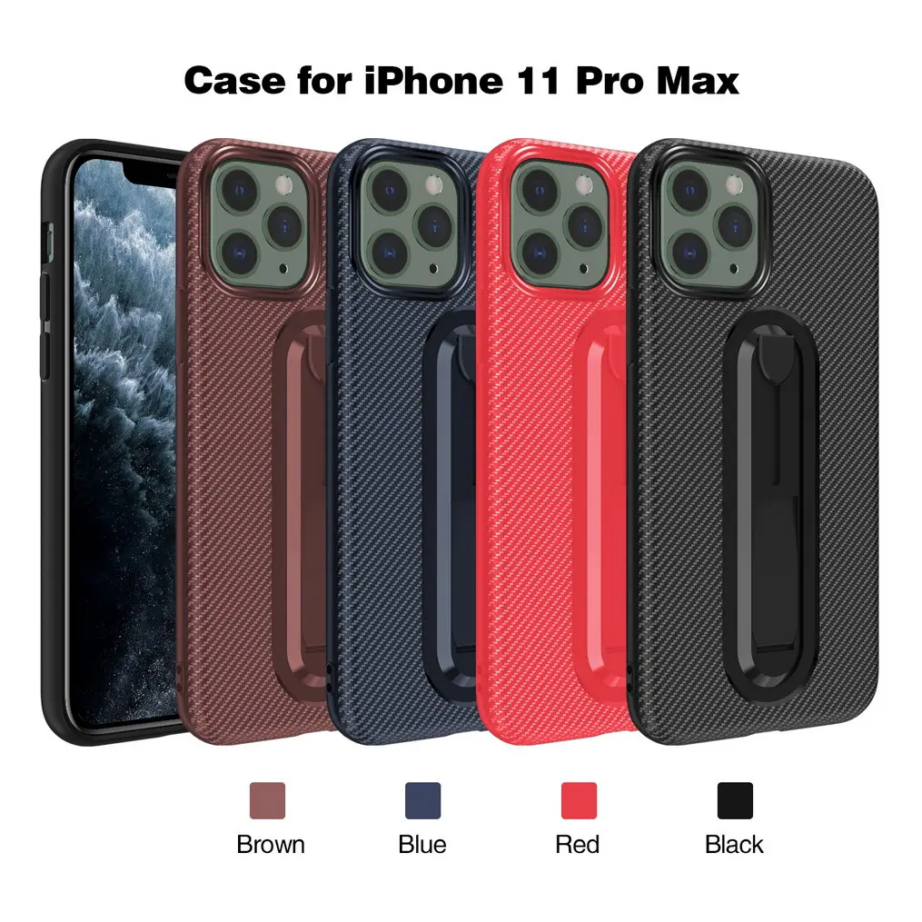 Чехол-подставка для телефона iPhone 11 Pro max Новинка 2019 Мягкий ТПУ/углеродное волокно
