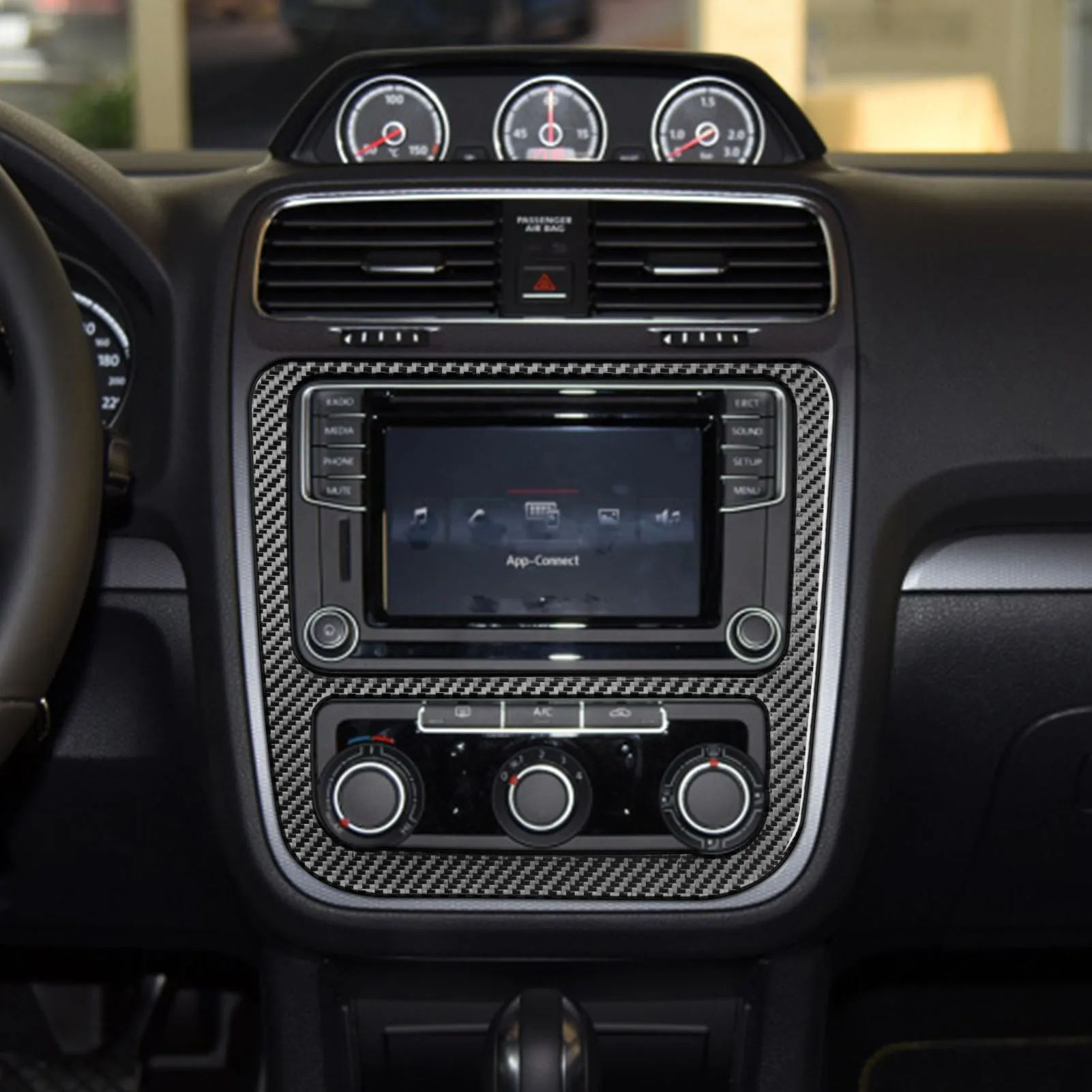 

Подходит для Volkswagen VW Scirocco 2009-2016 Автомобильная центральная консоль CD рамка Крышка отделка стикер из натурального углеродного волокна автост...