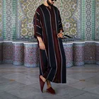 Мужское арабское платье в полоску, Длинный топ Дашики в Африканском и мусульманском стиле, летняя одежда, мужское повседневное этническое платье для мужчин
