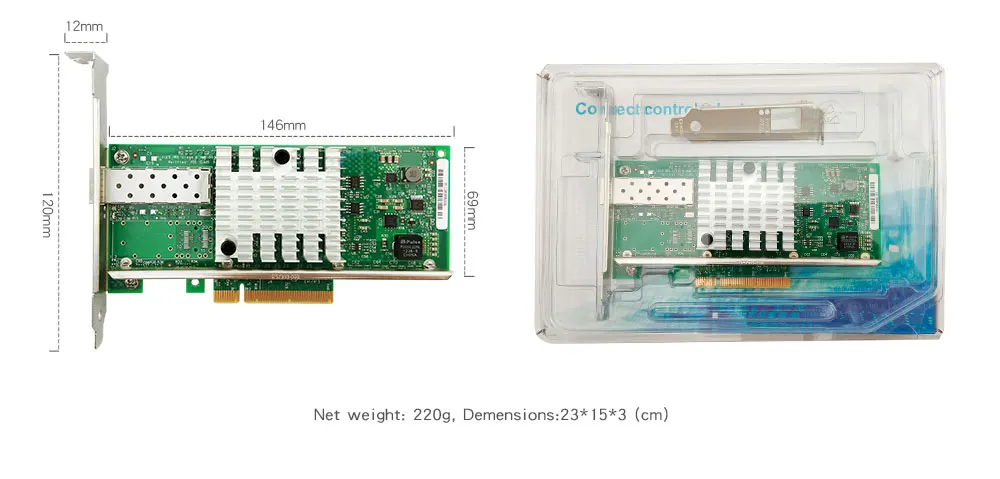 X520-DA1 PCI-E Ethernet конвергентная сетевая карта SFP+ 10G PCIe 2,0X8 серверный адаптер