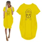 Женское повседневное летнее платье Африке я черный сексуальный короткий рукав одежда миди Femme платья Vestidos 5XL размера плюс Прямая поставка