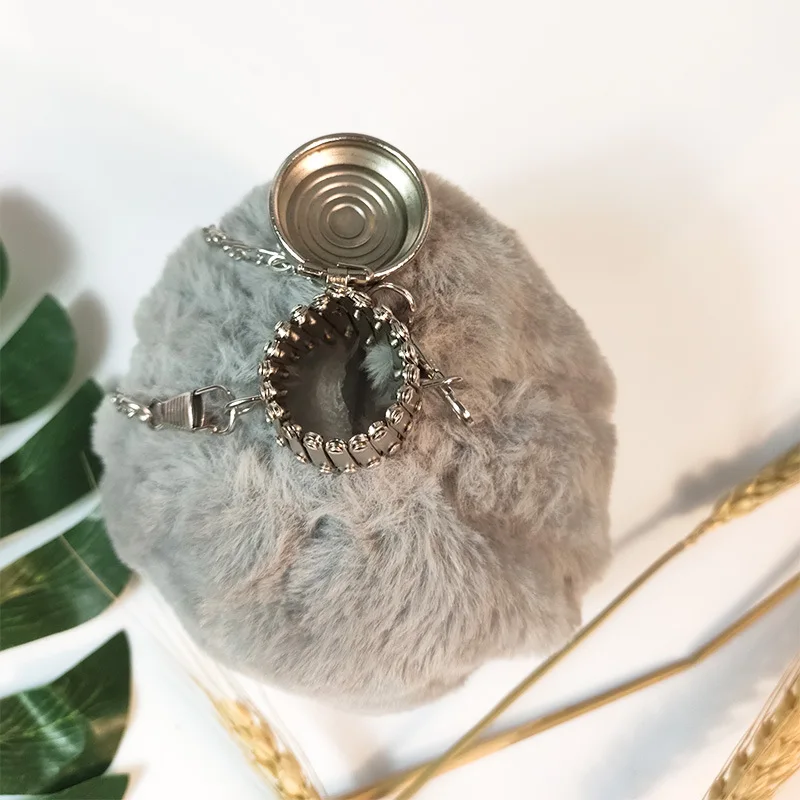 Winter Plush Soft Women Crossbody Bag New Individuality Design Mini Bucket Bags for Key Credit Card Ladies Chain Shoulder Bag