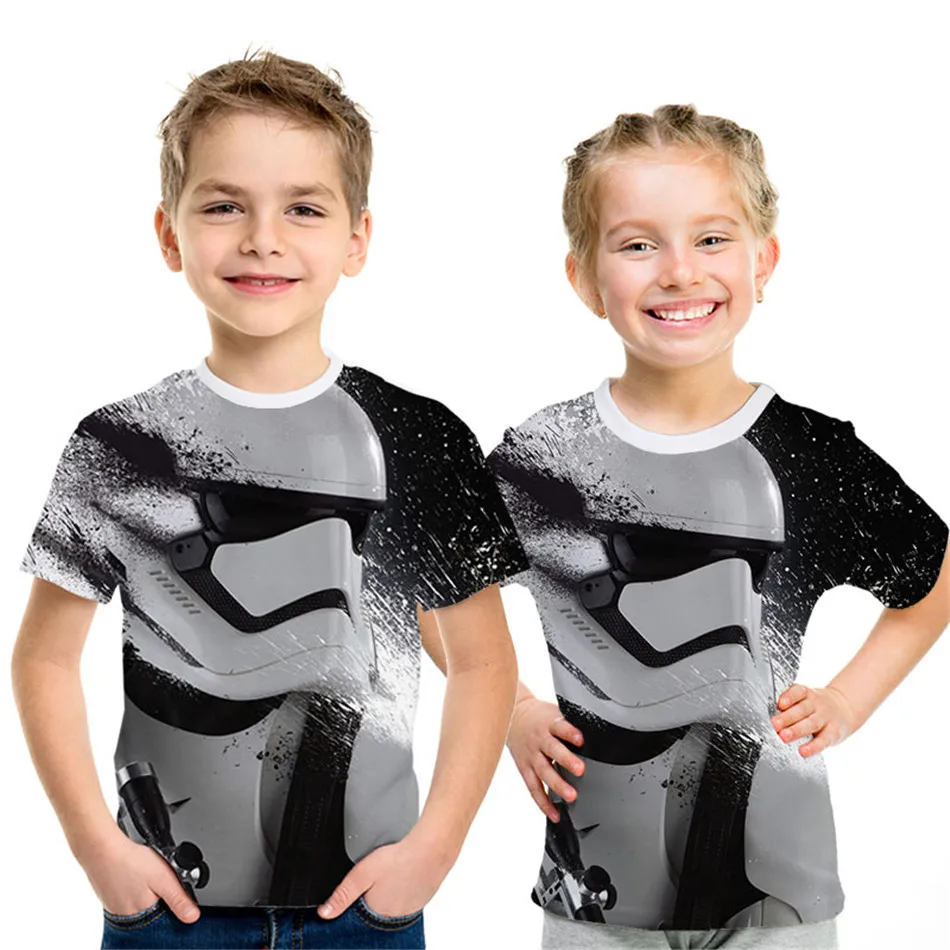 Летние детские футболки Joyonly 2021 с 3D рисунком роботов R2D2 для мальчиков и девочек