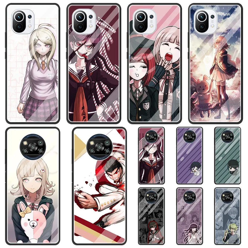 

Luxury Phone Case For Xiaomi Poco X3 NFC C3 Mi 11 9T Pro CC9E 10 10T 8 Lite Pro 5G Glass Shell Cover Danganronpa monokuma