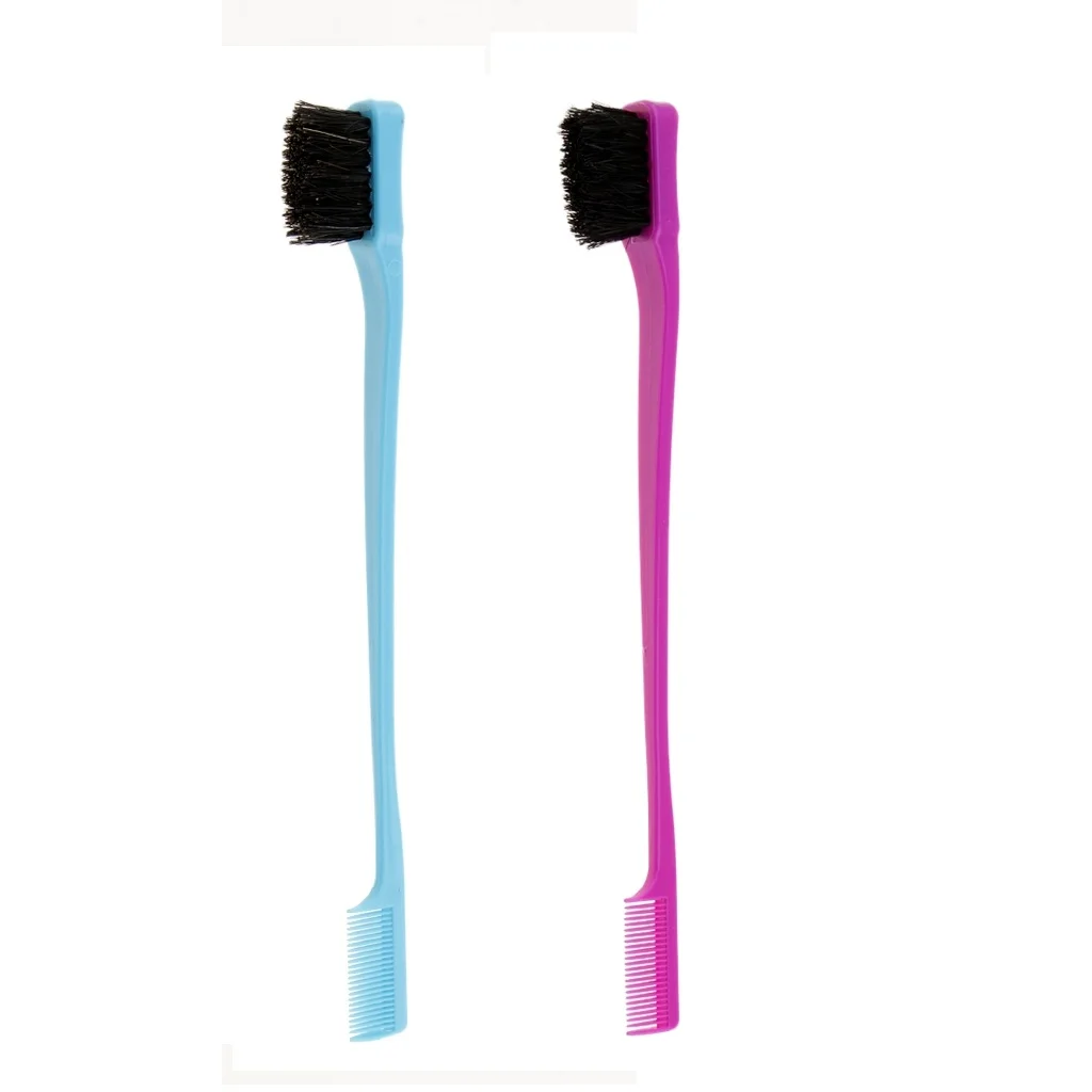 

2pcs 7'' Beauty 2 Way Edge Hair Control Tool Hair Brush with Comb Hair Styling Hairbrush Pocket Size