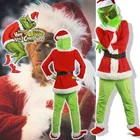 Рождественский зеленый меховой костюм монстра для костюмированной вечеринки рождественские наряды Санты с маской реквизит