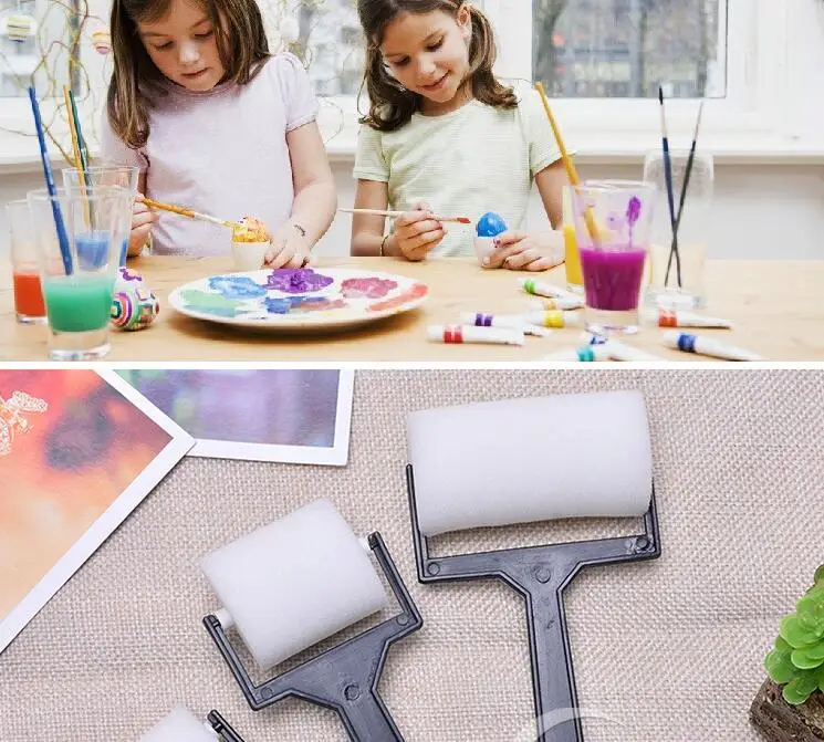 

Black+White Sponge Foam Brush Plastic Handle Art Craft Painting Tool Children Drawing Graffiti Tool